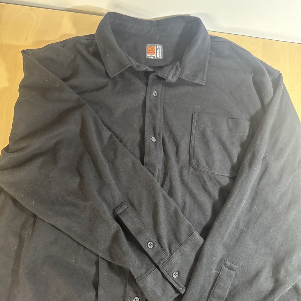 Society Of One Comfy Men's 4XL‎ Black Long Sleeve Button Down